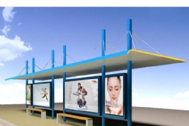 公交候車亭夜晚亮起來