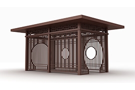 新中式格柵社區(qū)景觀(guān)涼亭